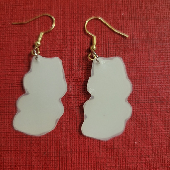 Lisa Frank Inspired Handmade Dangle Earrings  Upcycled Plastic with Cute Puppies - Picture 5 of 7